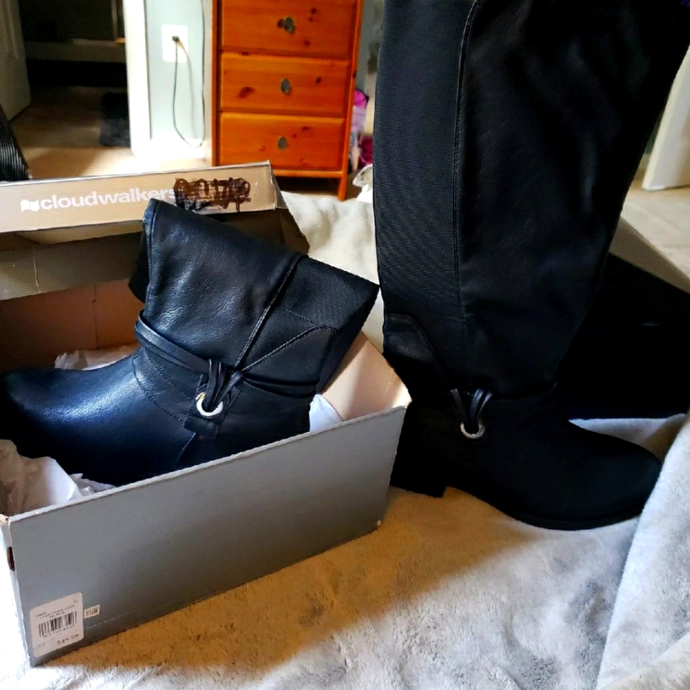Black leather boots